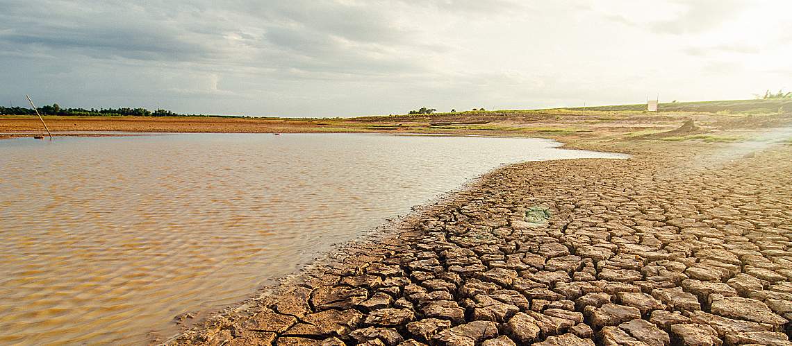 A dried lake and river.