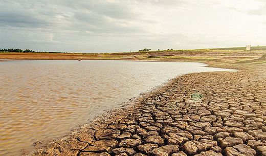 A dried lake and river.