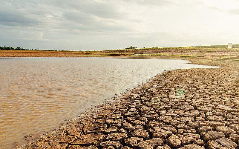 A dried lake and river.
