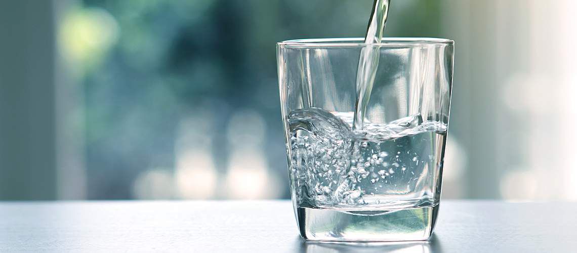 Close-up photo of water glass