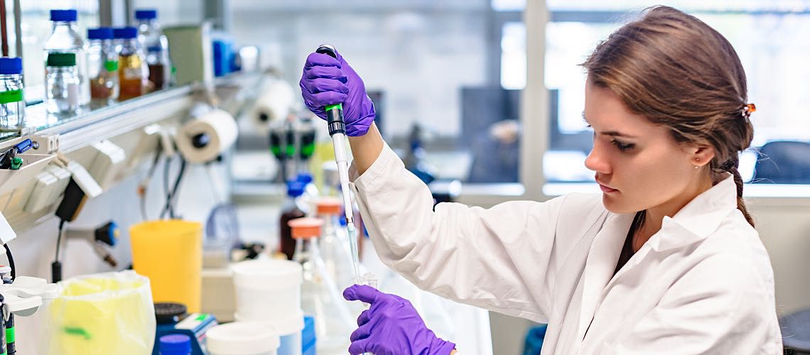 Female scientist works in a lab