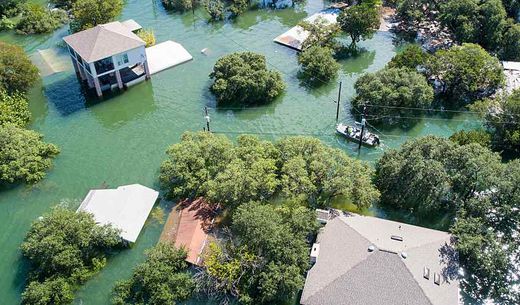 Flood neighborhood in a storm-hit town.