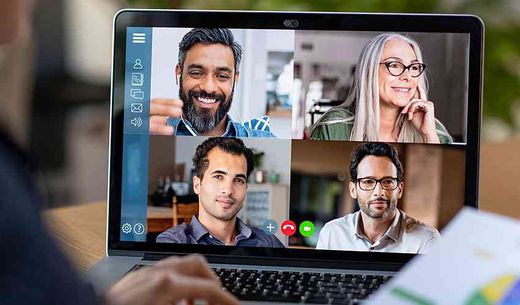 Employee on a a zoom conference call.