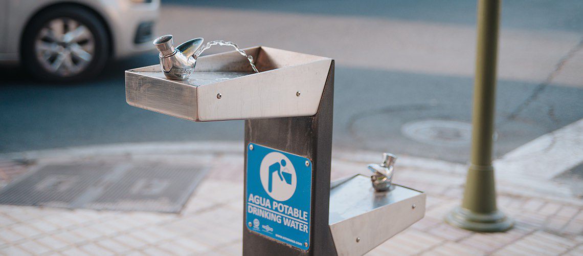 A street water fountain