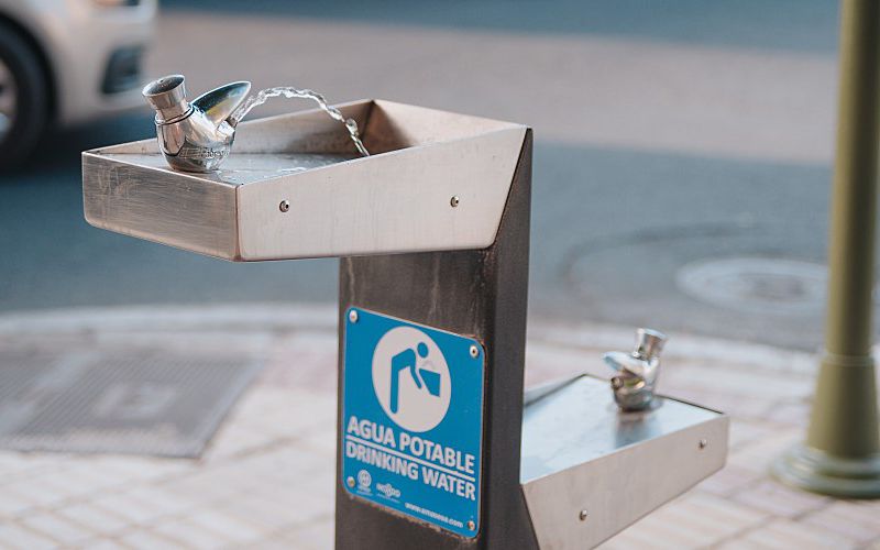 A street water fountain