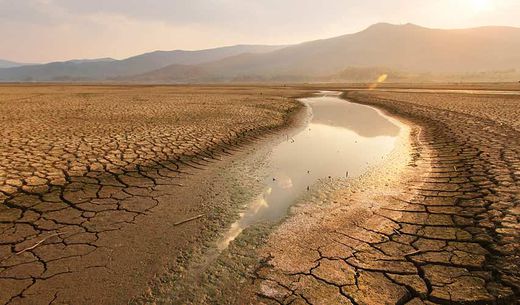 A dry riverbed in the desert