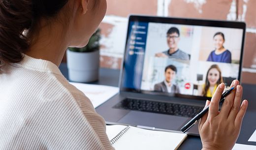 Team meets on video conference.