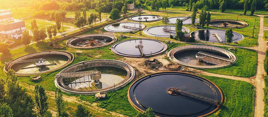 Aerial view of a wastewater utility.