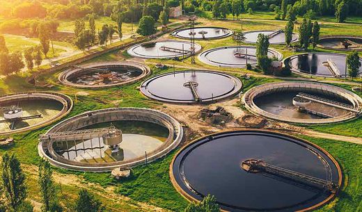Aerial view of a wastewater utility.