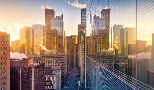 Toronto buildings at dusk.