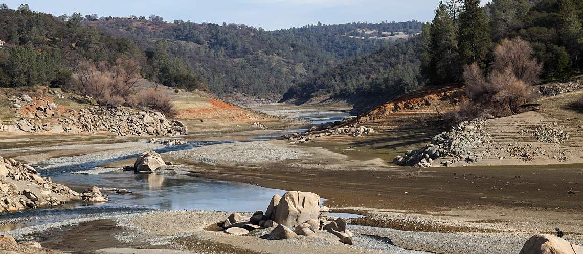 Low water levels along a river.