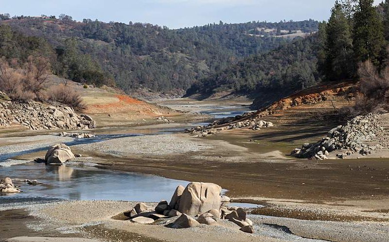 Low water levels along a river.