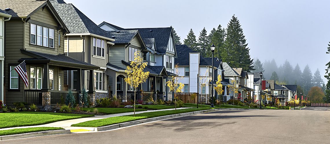 Row of houses in a suburban neighborhood