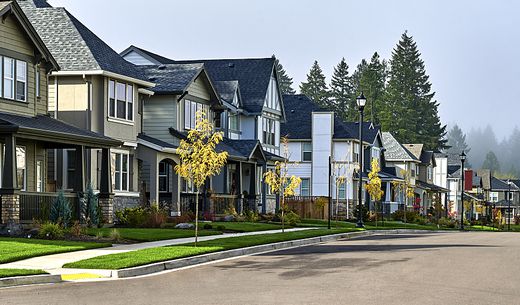 Row of houses in a suburban neighborhood