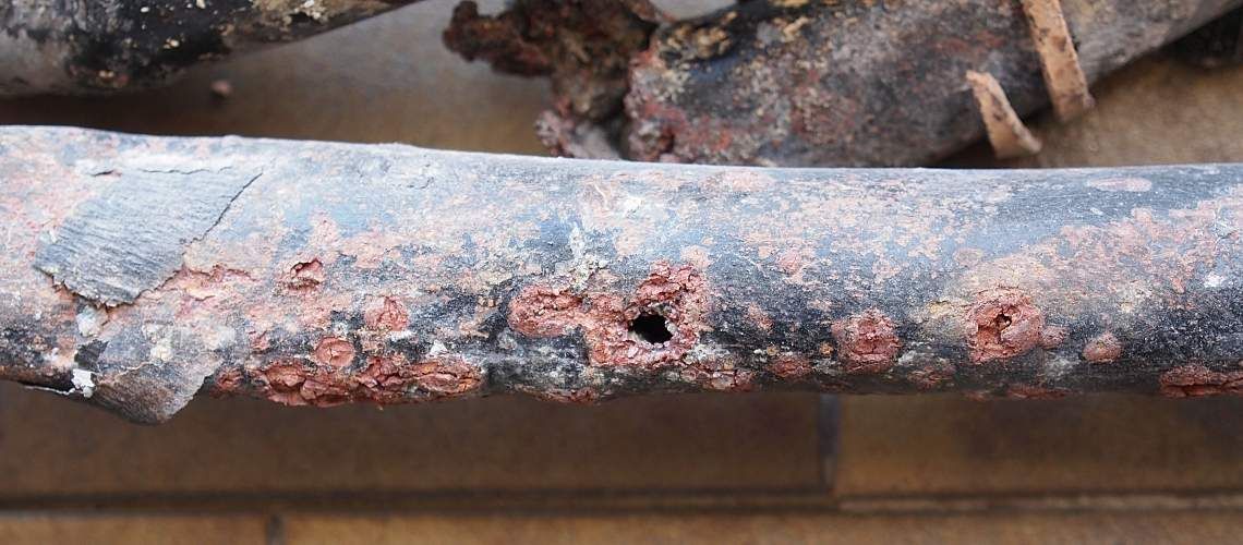 Corroded lead pipes.
