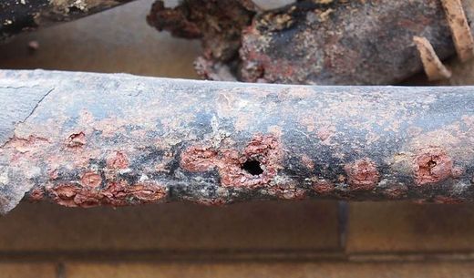 Corroded lead pipes.