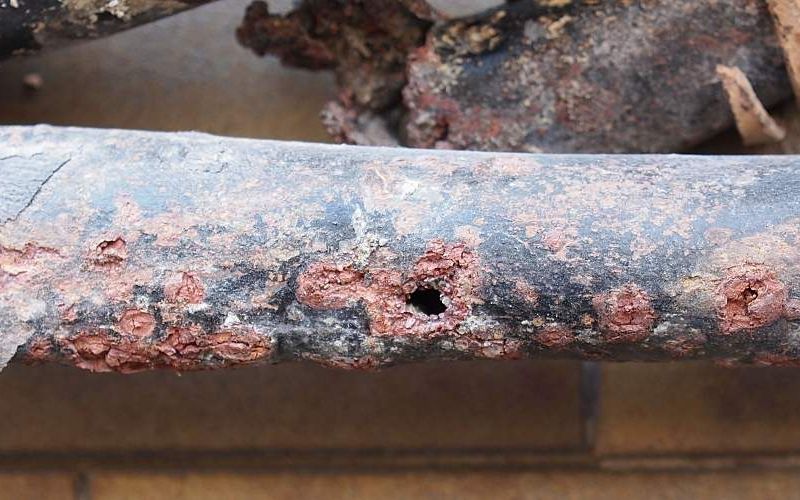 Corroded lead pipes.
