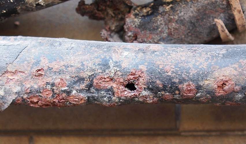 Corroded lead pipes.